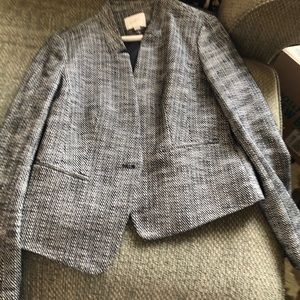 Black and White Notch Collar Blazer